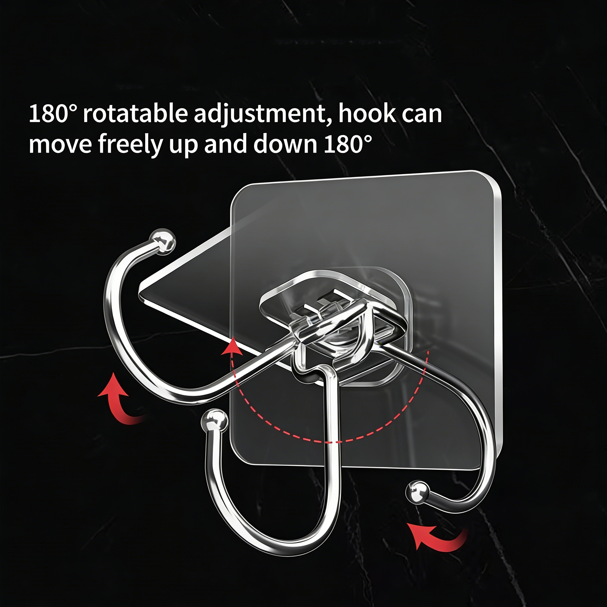 Heavy Duty  PVC Black Fashion Household Wall Strong Adhesive Transparent Good Adhesion Traceless Load-bearing Kitchen Hook