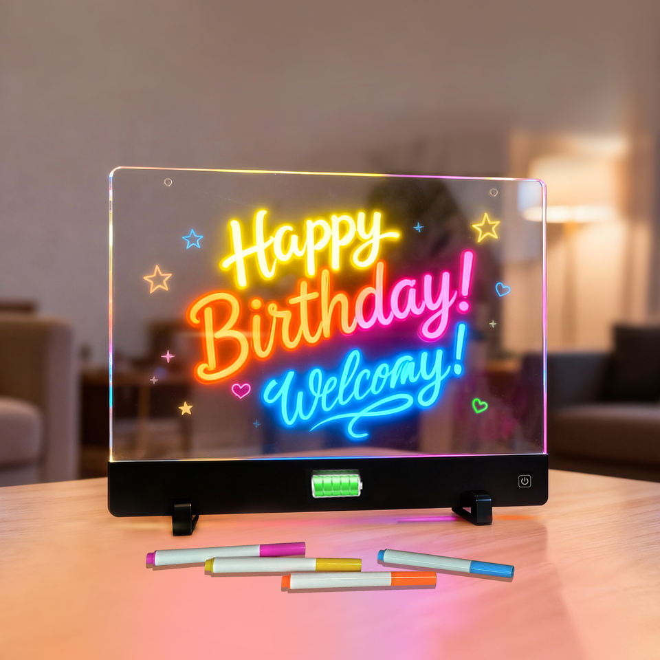 Обучающий планшет для детей: LED-доска для рисования с 4 режимами, подставкой и стилусом для отработки письма и рисования