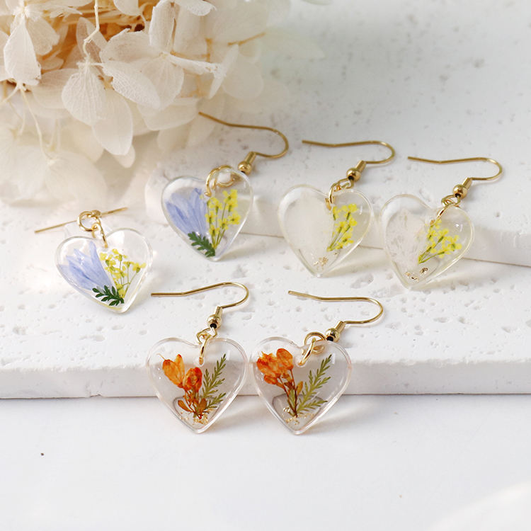 Серьги с натуральными сухоцветами (Resin)