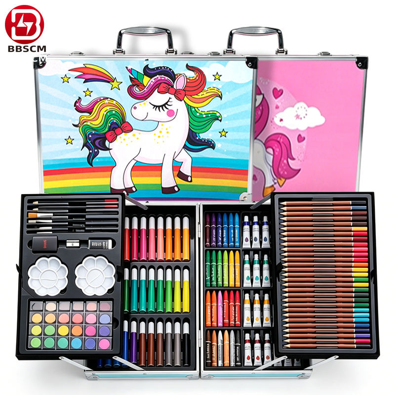 Набор для рисования Art Stationery, 145 предметов, в двойной алюминиевой коробке, для семьи, акварель, масляные краски, для студентов