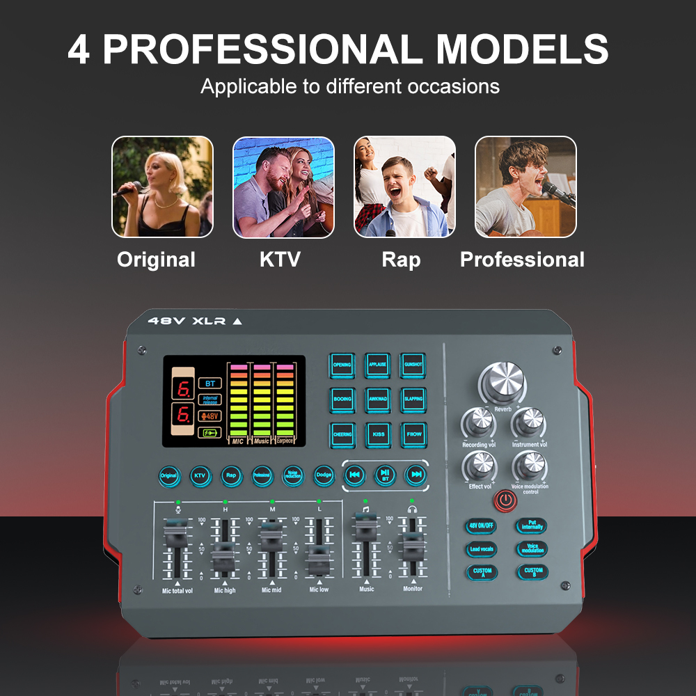 Huayi Voice M16 RGB PC Sound Card Podcast Audio Interface Podcast Microphone Headset Soundcard Podcast Equipment Kit for Live