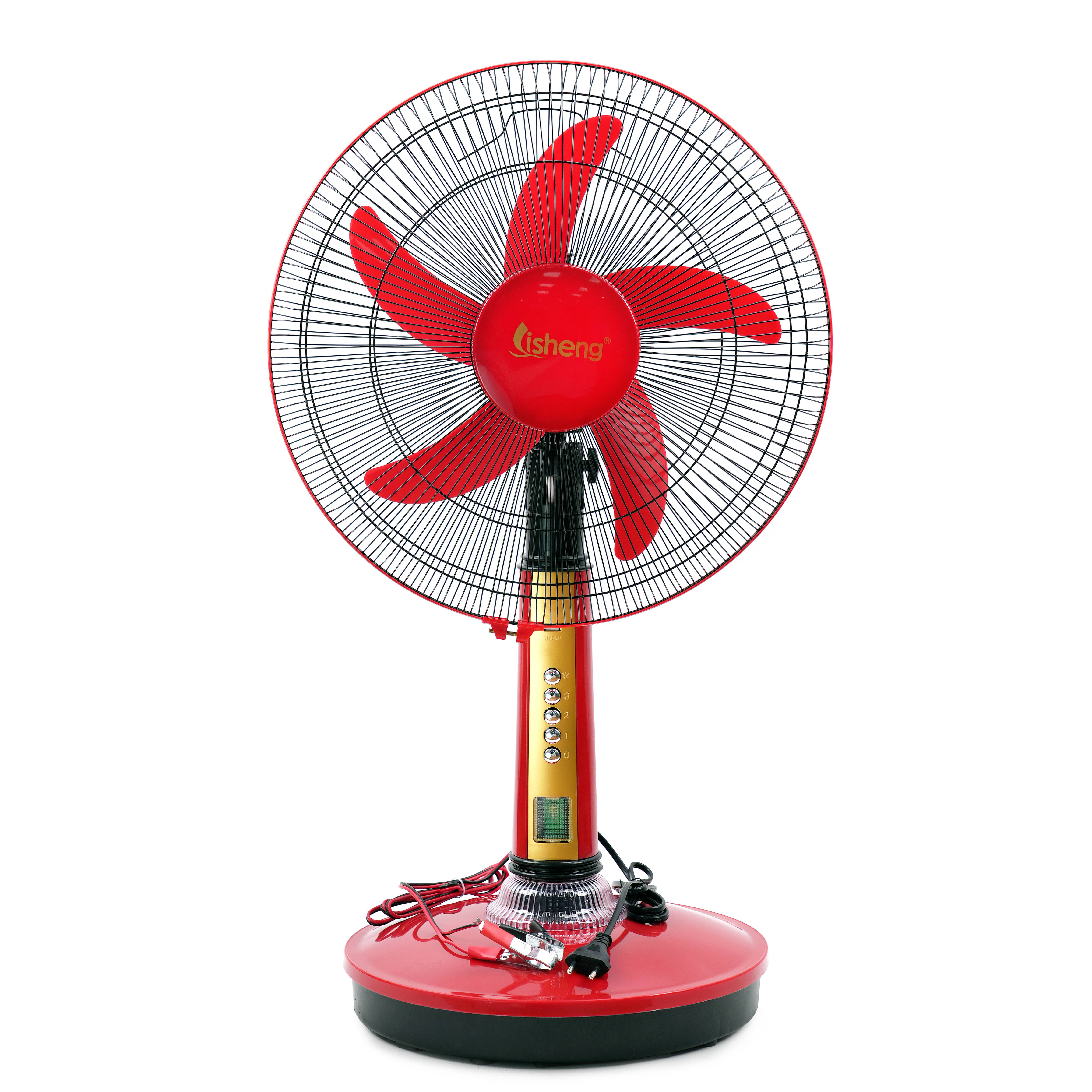 AC/DC Table  Fan Exported to Yemen DC 12V 16-inch Portable Table Fan with Led Light and Usb Mobile Phone Charging Function