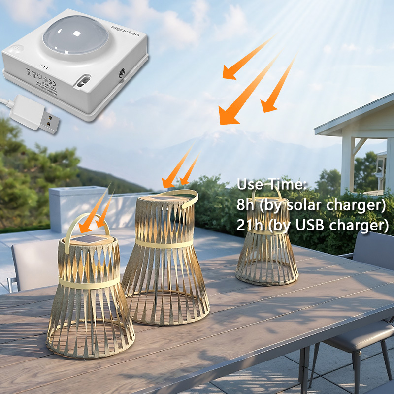 sigarten Adjustable brightness IP65 waterproof blue rattan outdoor garden floor lantern light