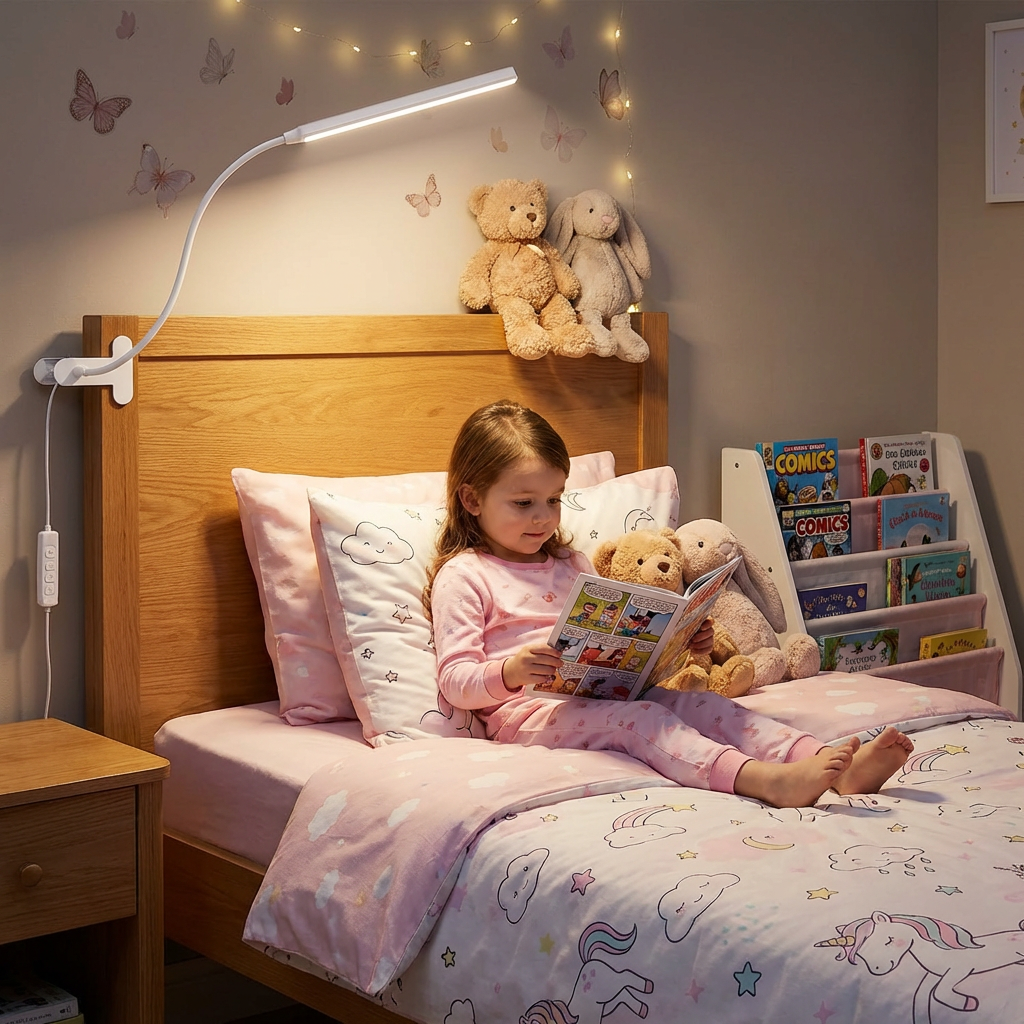 Flexible Metal Anti-Glare LED Desk Lamp with Button-Controlled Dimming and Colour Adjustment Memory/Timing Function Reading Lamp