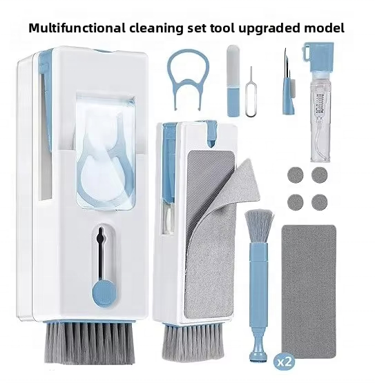 Factory Wholesale 11" 1 Multi-Functional Eco-Friendly ABS+Silicone Cleaning Kit Laptop Cleaning Brushes Earbuds Tablet Computer