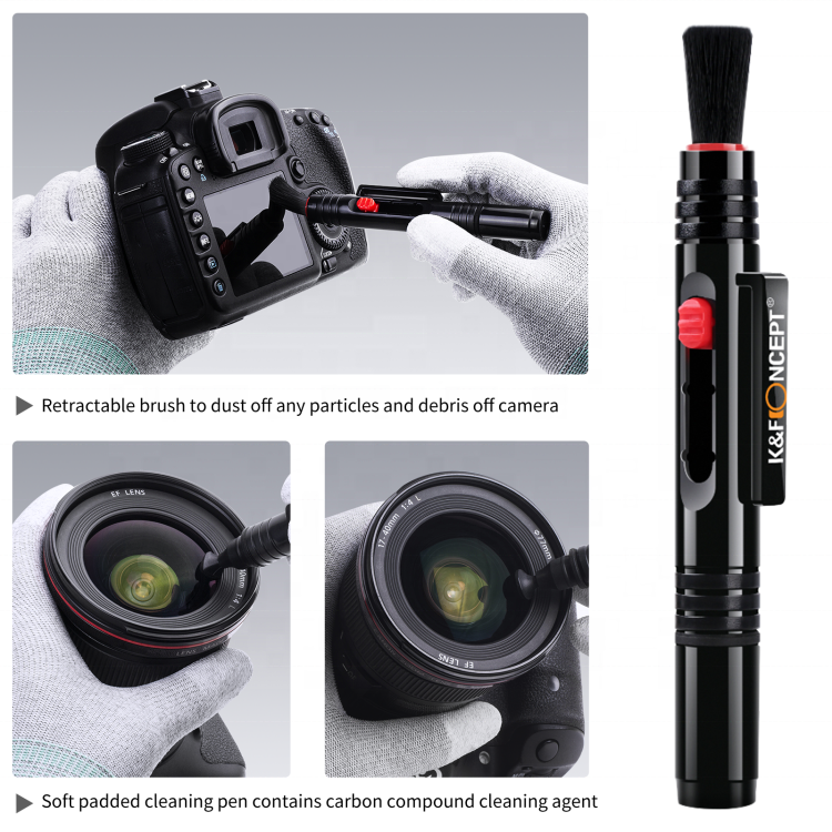 K&F Concept 2-in-1 Plastic Camera Lens Cleaning Brush & Pen for TV Computer Watch Phone Screens-Eco-Friendly
