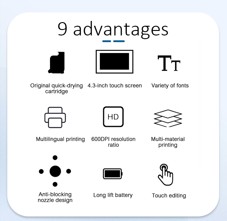 Hot Portable Inkjet Printer with High Resolution of 600dpi Suitable for Printing on Cartons Plastics and Glass