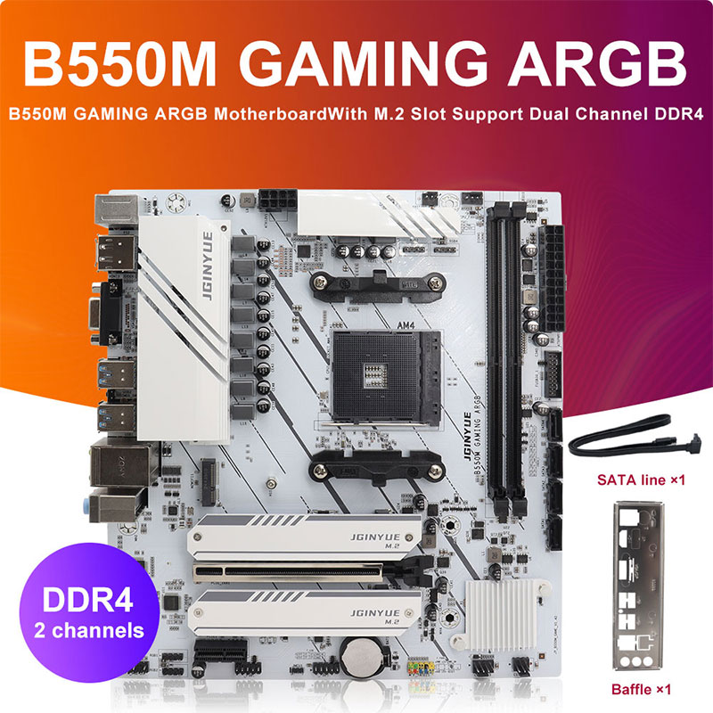 JGINYUE B550M-GAMING ARGB Motherboard with CPU R7 5700x 32GB DDR4 RAM for Computer