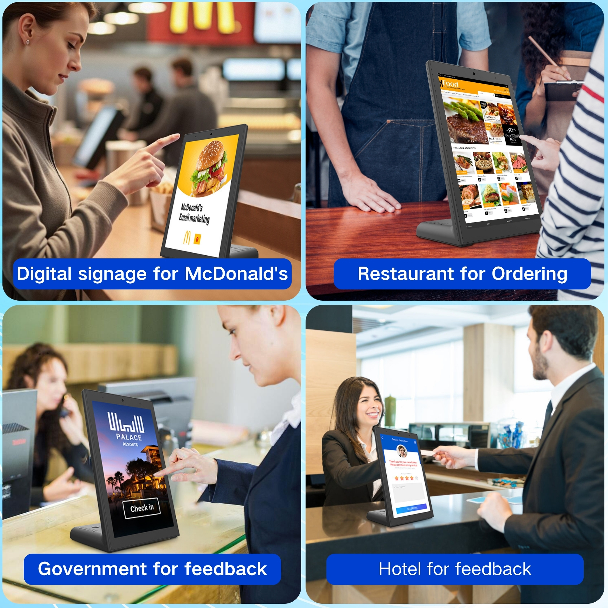 10.1 Inch Restaurant Ordering Kiosk Tablet Touch Screen NFC Tablet Pc Android 11 2+16GB Pos L Shape Tablets