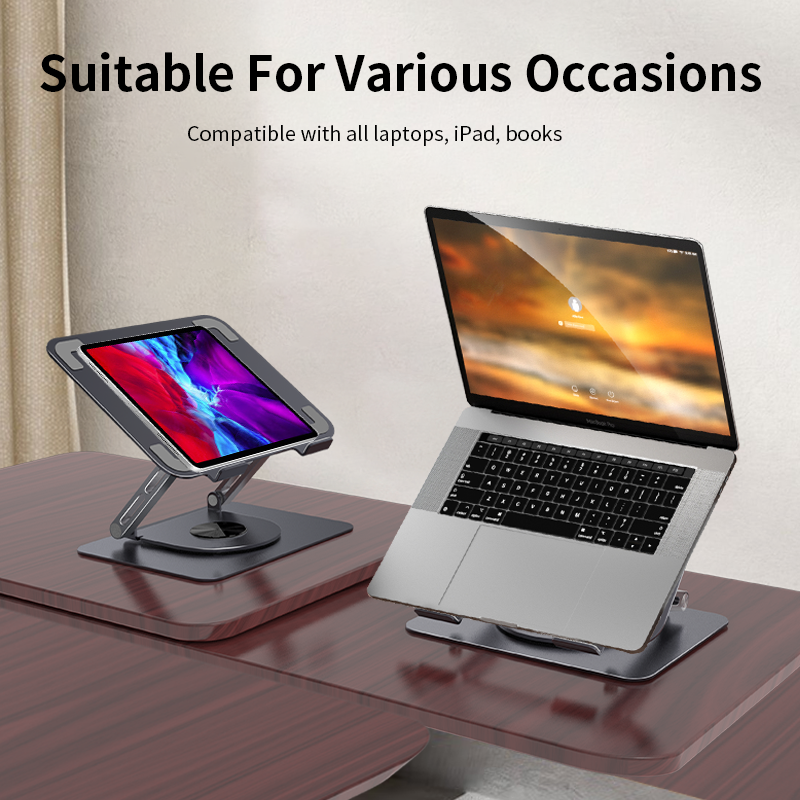 New Design Computer Accessories Trending Products Laptop Holder Aluminum Adjustable Ergonomic 360 Rotating Laptop Riser Stand