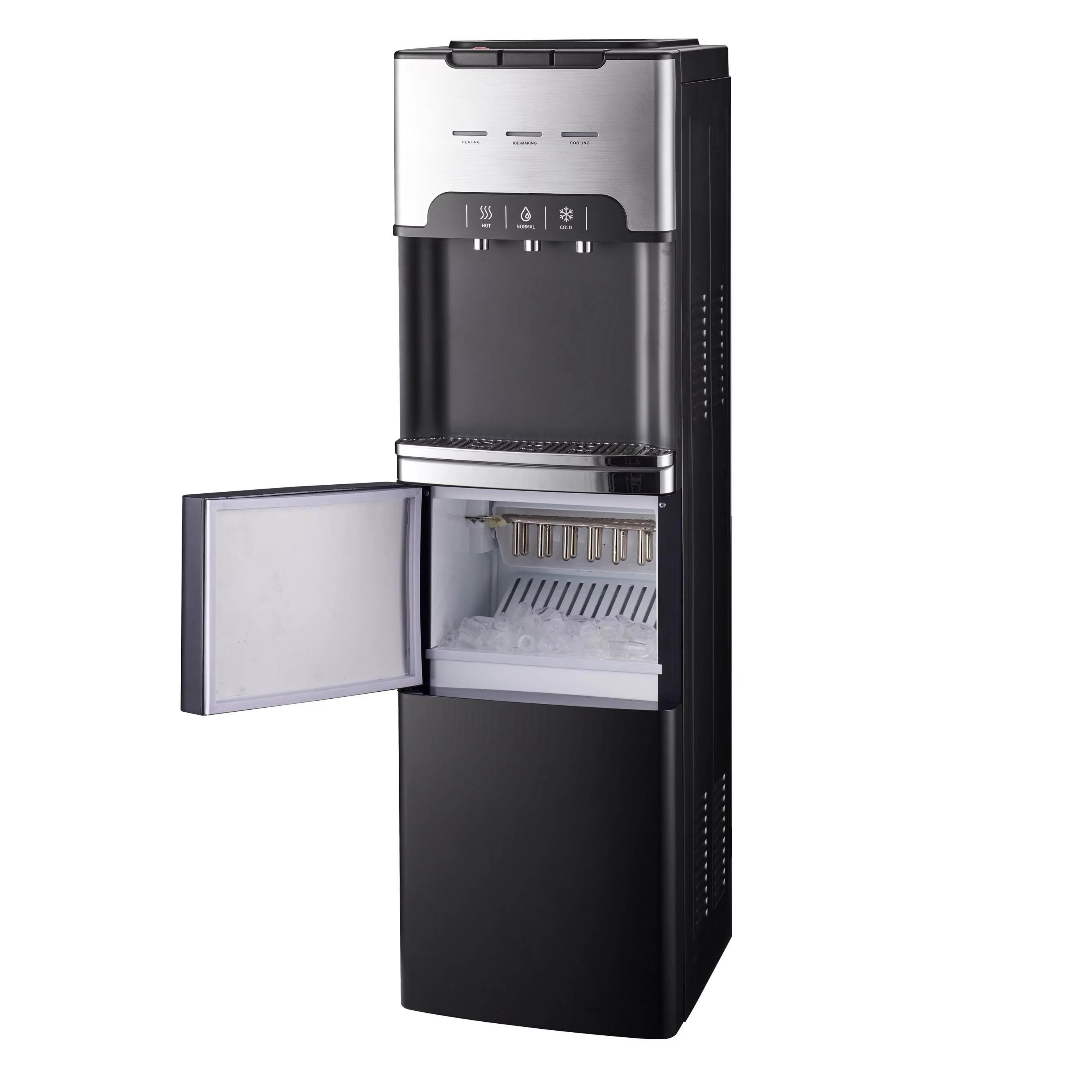 Freestanding Electric Water Dispenser with Ice Maker Top Load Plastic Design Hot Cold Compressor Cooling for Household Hotel Use