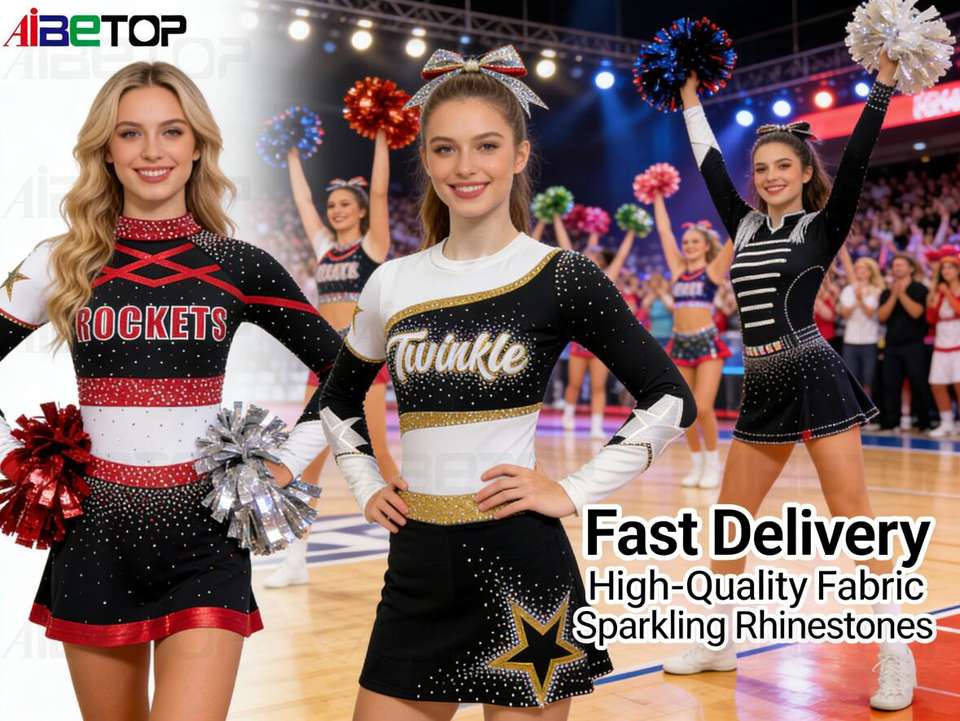 Cheer Dance Performance Uniform Black Yellow