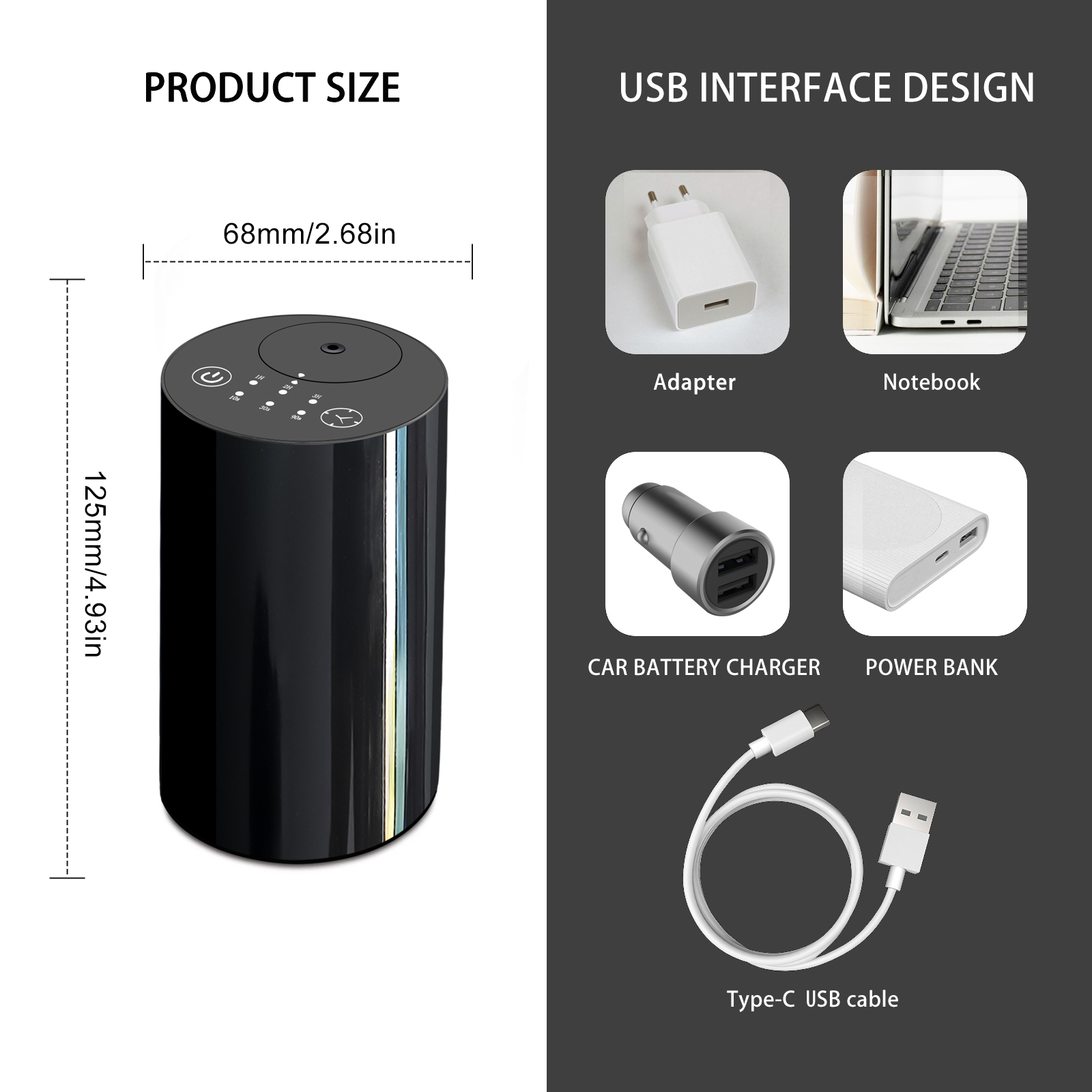 Waterless Essential Oil Diffuser Battery Operated Car Office Waterless Essential Aroma Diffusor Super Quiet for Car and Office