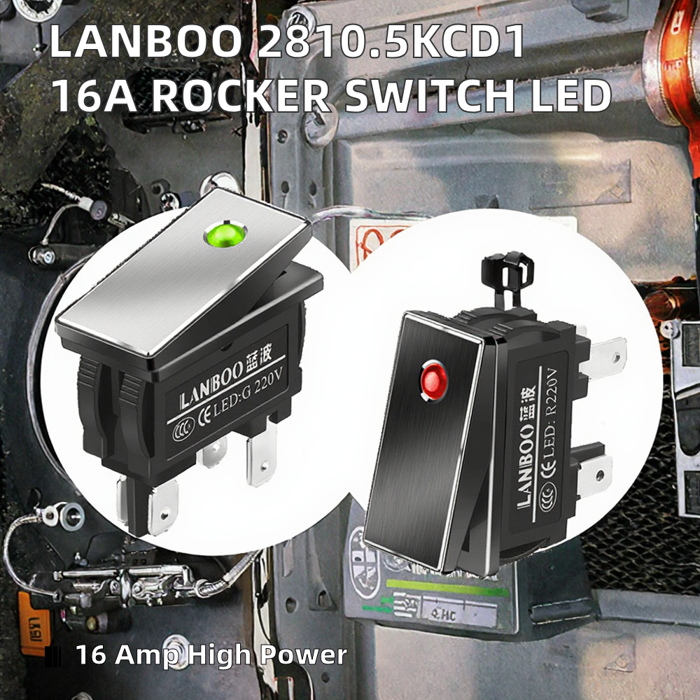 CX2810.5 Series Boat Type Rocker Switch Power Switch Car Four Feet Two Gear Three Gear Luminous PA66 220V 16A