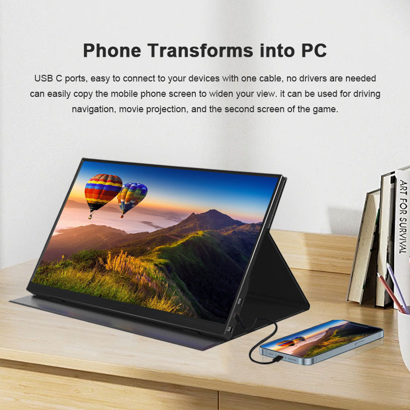 2025 New 1080P Portable Monitors USB Dual Type-C Cables Ultrawide IPS 15.6 Laptop Screen Extender Portable 1080P Monitor