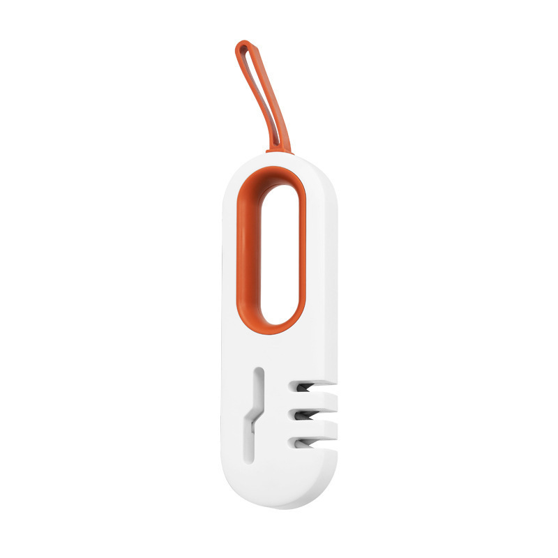 4-in-1 Knife Sharpener and Scissors Multifunctional Non-slip Kitchen Whetstone Household Manual Sharper Kit with Rubber Hanger