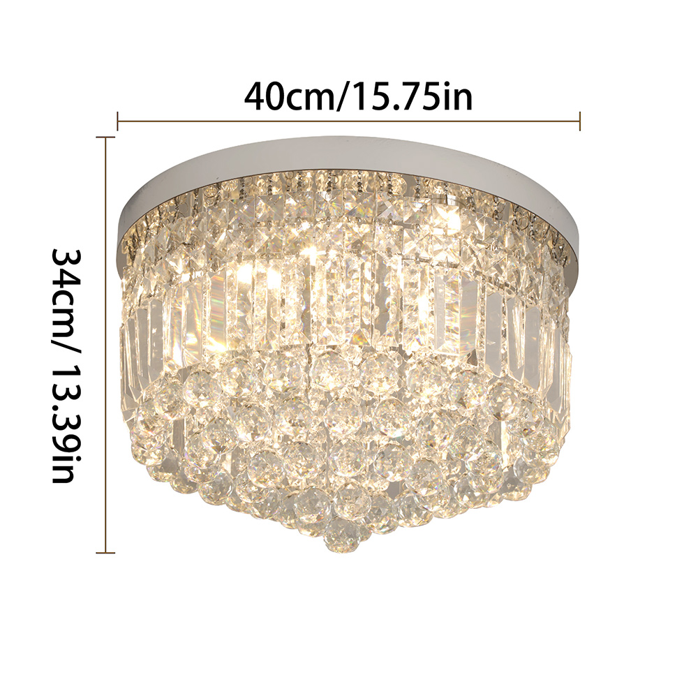 High Quality Luxury Crystal Ceiling Lamp with Chrome Finish Premium Interior Lighting