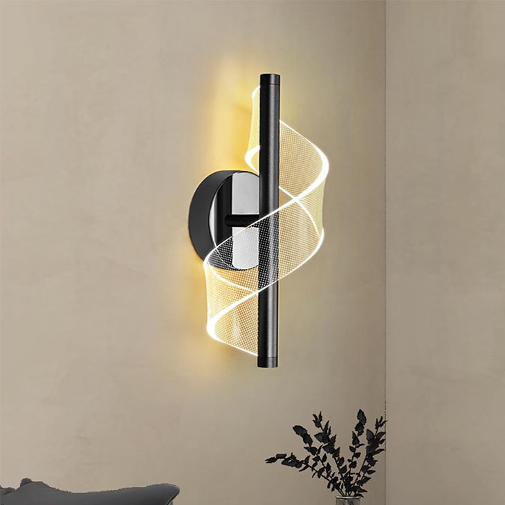 Nordic Design 5W Led Changeable Color Black Golden Acrylic Wall Lamp for Corridor Aisle