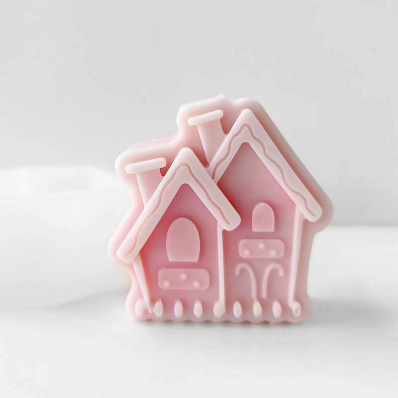 DIY Cartoon House Shape Aromatherapy Candle Silicone Molds Homemade Soap Candle Making Silicone Moulds