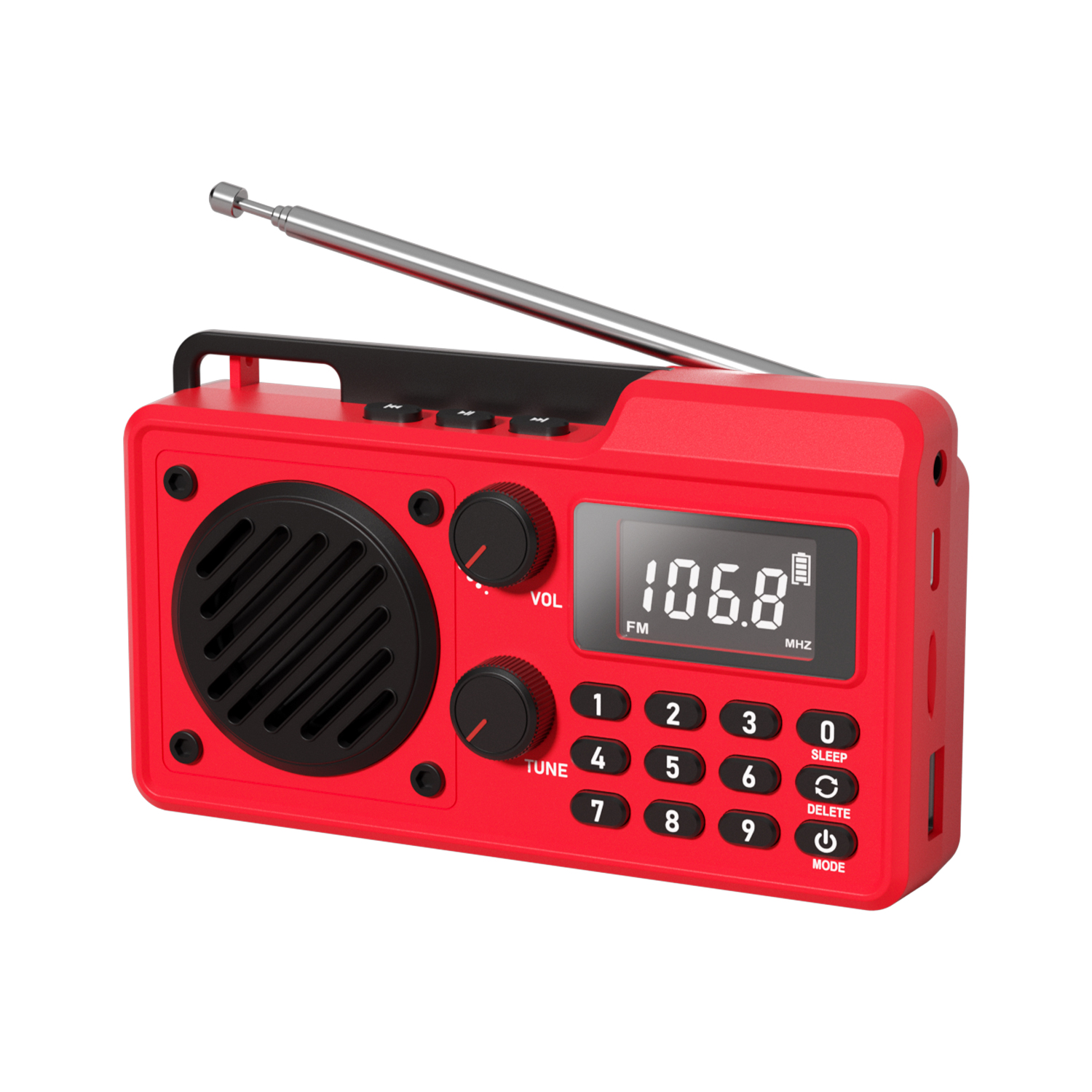 Portable FM AM SW MP3 Player with for Built-in Speaker LED Display 1500mAh Battery USB/TF Card Shortwave Radio Receiver
