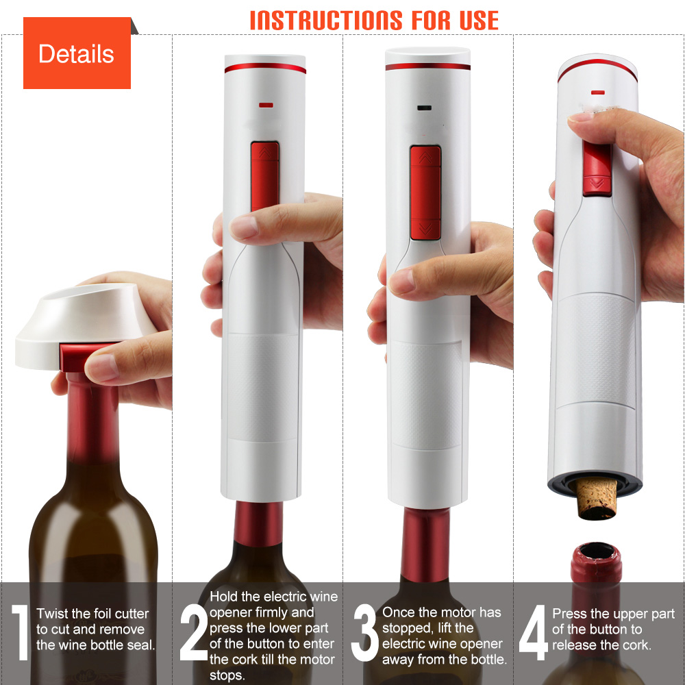 Wholesale Portable Home Bar Electronic Gadget One-Touch Automatic USB Rechargeable Metal Bottle Opener Wine Opener