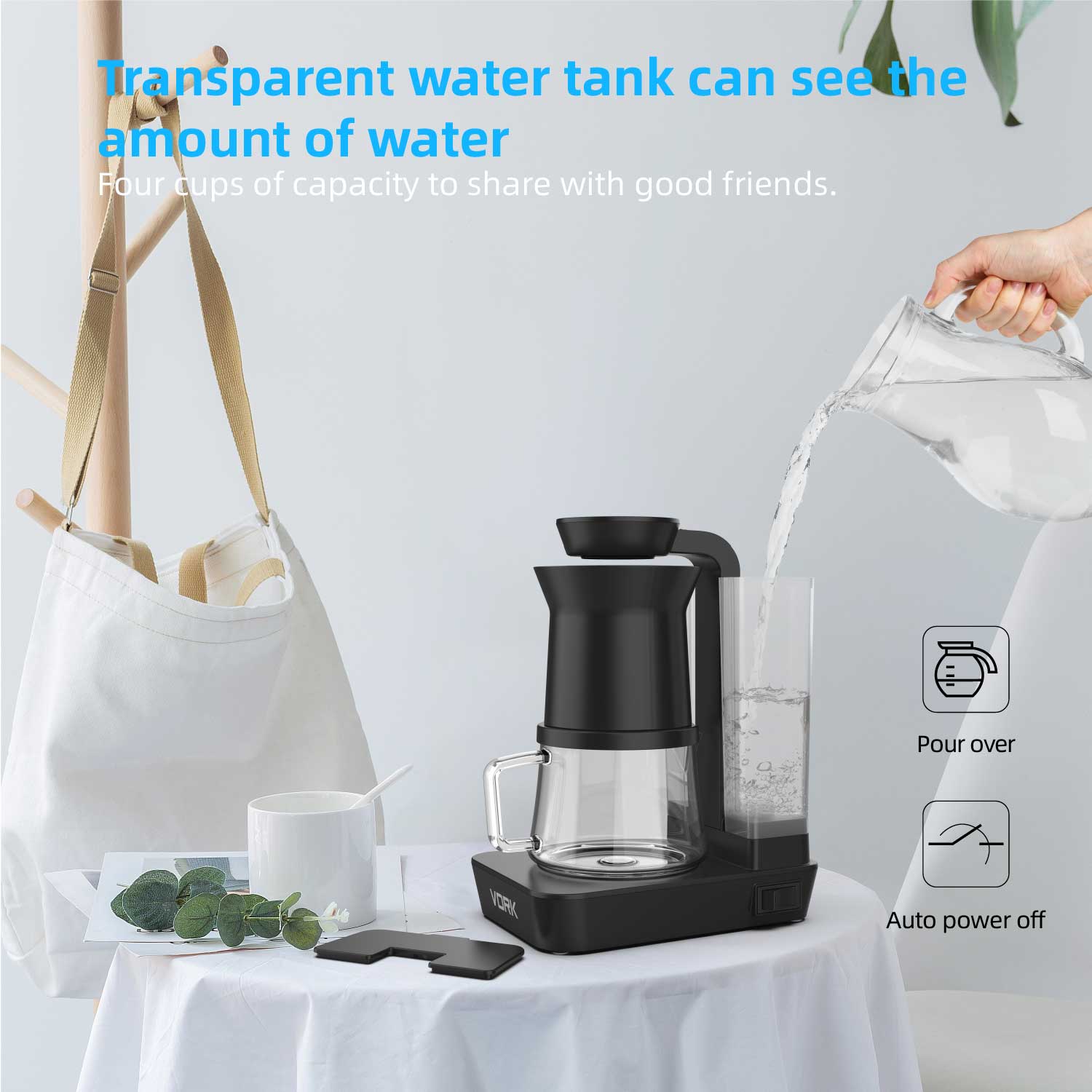 Instant Drip Coffee Maker Machine Electric Glass Housing 4-Cup Capacity Hotel & Household Use