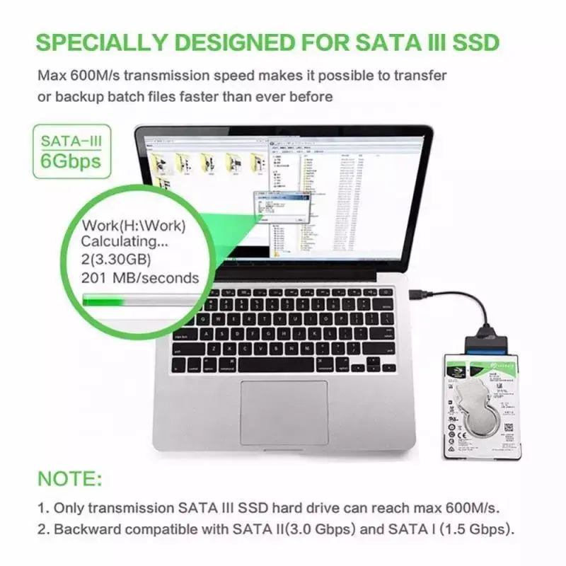 Hight Quality USB3.0 to SATA 7+15Pin Adapter Drive 2.5 Inch SSD HDD SDD Hard Disk Hard Drive Type c USB 3.0 to Data Cable