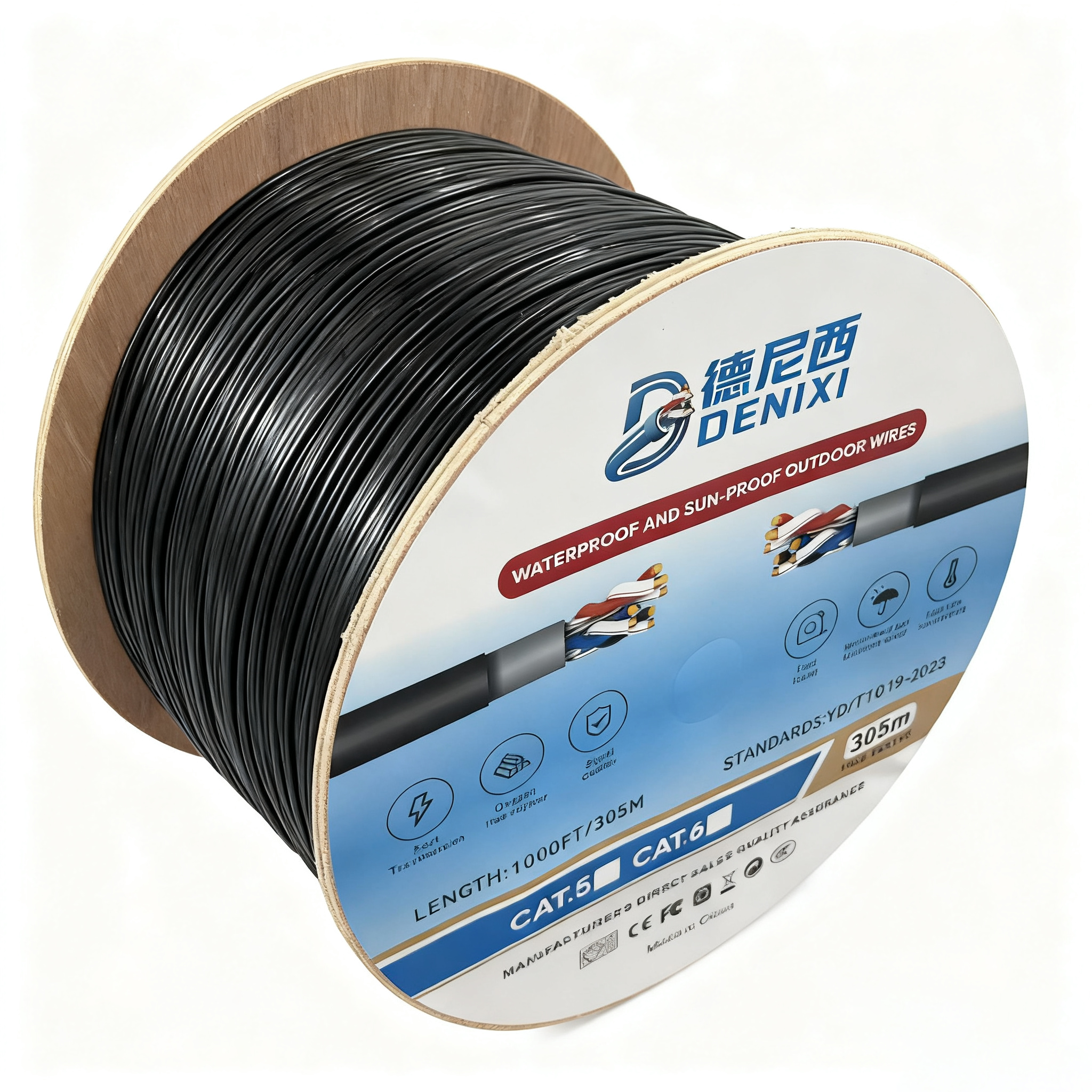 DENIXI 305M 1000ft CAT6 CAT6A Ethernet Cable 23AWG 24AWG CCA / Pure Copper Conductor UTP FTP SFTP Network Cable