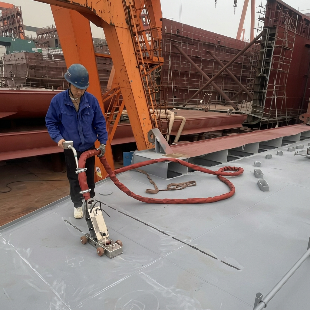 Induction Heating Straightening Machine Ship Deck Flattening 380V Heat Treatment Furnace 400-600 Working Temperature Track Type