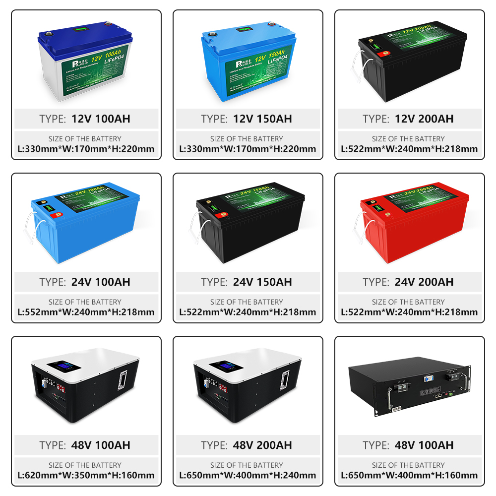 Ruidejin 12V Household Energy Storage System 200Ah LiFePO4 Prismatic Solid State Battery 6000 Cycles 3C-5C Discharge Rate -20C