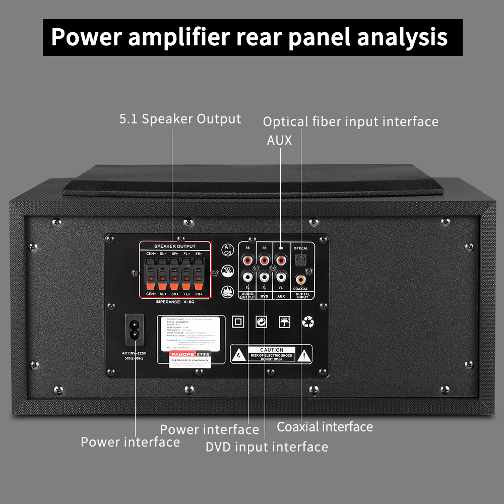 5.1 Home Theater Systems with Karaoke USB Wireless Microphone Living Room Speaker Bt Home Theatre System