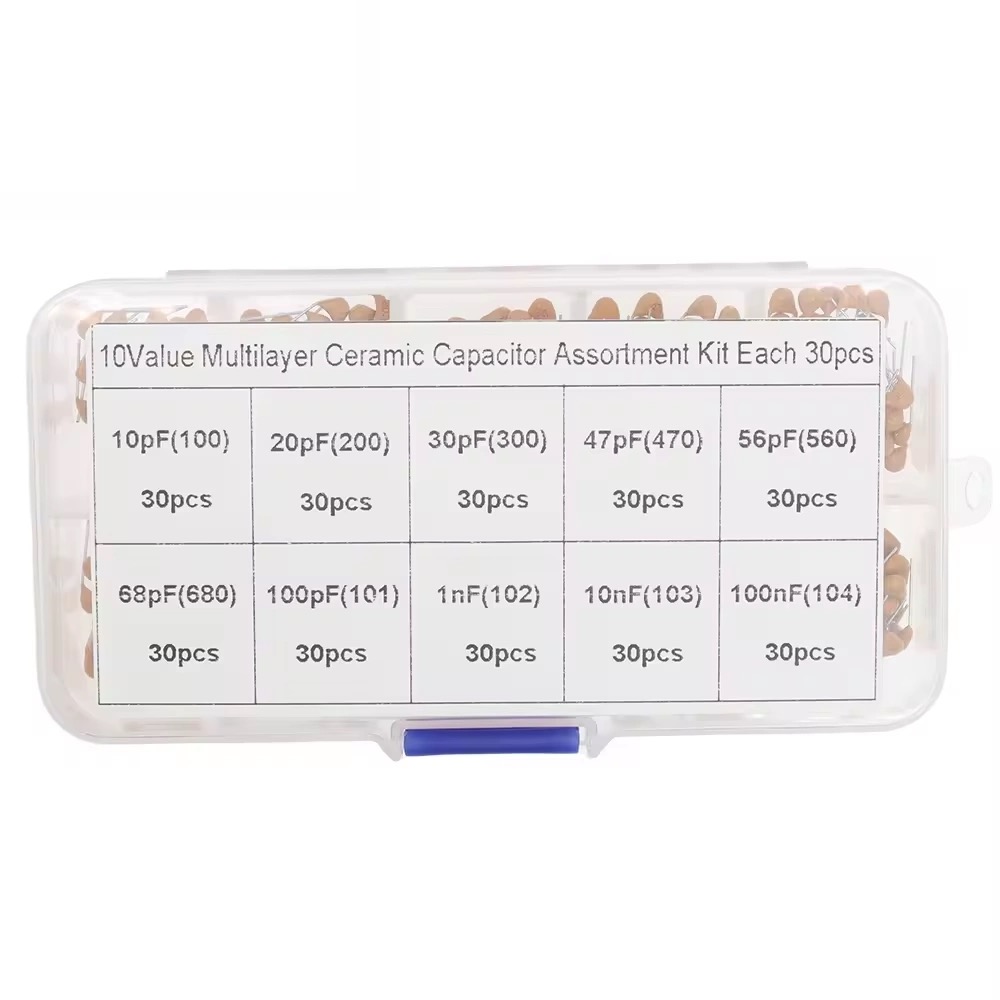 300PCS Monolithic Capacitors 30 Pieces Each of 10 Specifications (10PF-100NF) 300 Monolithic Plug-ins