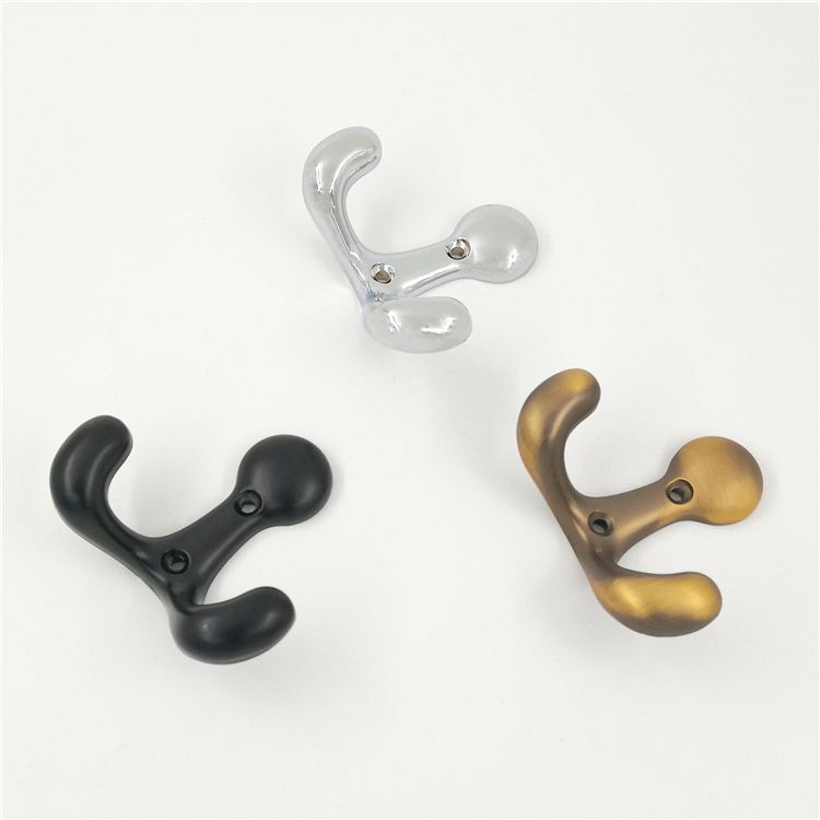 Zinc Alloy Metal Retro Wardrobe Hook Double Towel Coat Hook Hanging Black Pastoral Style Coat Hook