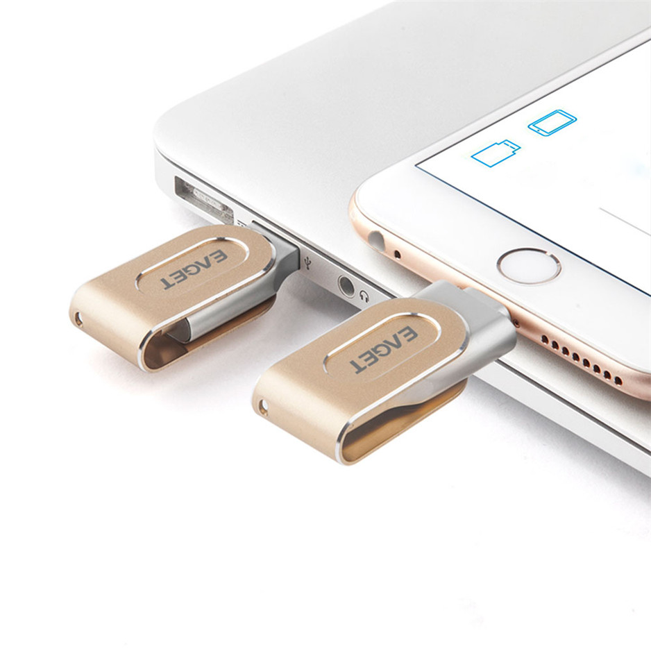 Eaget 64/128GB USB 3.0 MFI Pen Drive Metal Pendrive USB Stick Flash Drive for iPhone iPad USB Flash Drive
