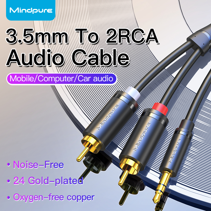 Mindpure 2RCA to 2RCA Audio Cable, Gold-Plated 2 RCA Male to Male Stereo Sound Cord for Amplifier HiFi Speaker Home Theater DVD