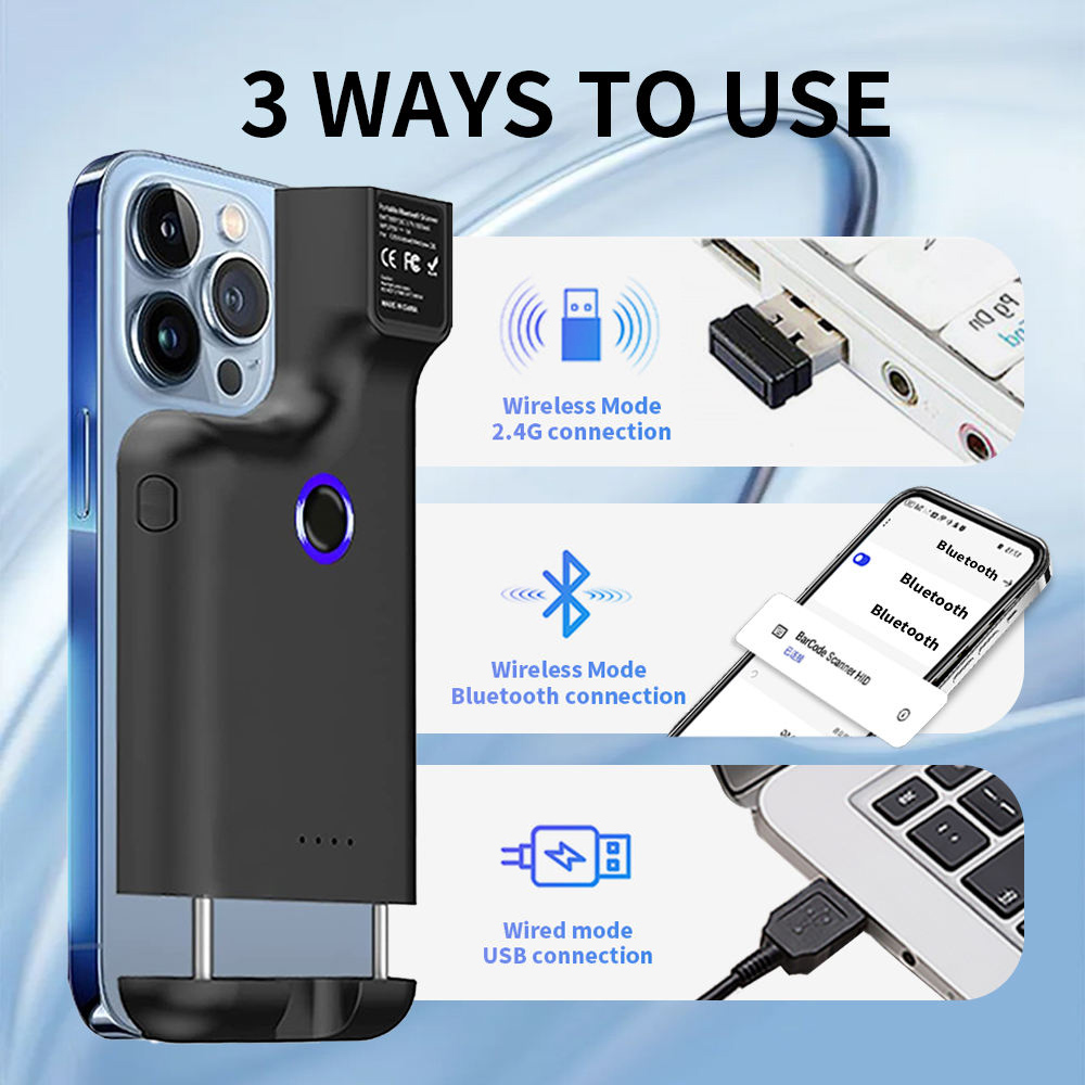 YJ-6606 Mini Portable 2D QR Barcode Reader Wireless Handheld BT Barcode Scanner with Cell Phone Clip