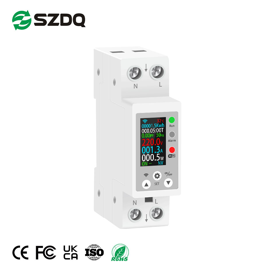 63A TUYA Zigbee Smart Home Circuit Breaker Metering 1P+N APP Remote Control Li Protection TFT Display IP30 PA66 MCB