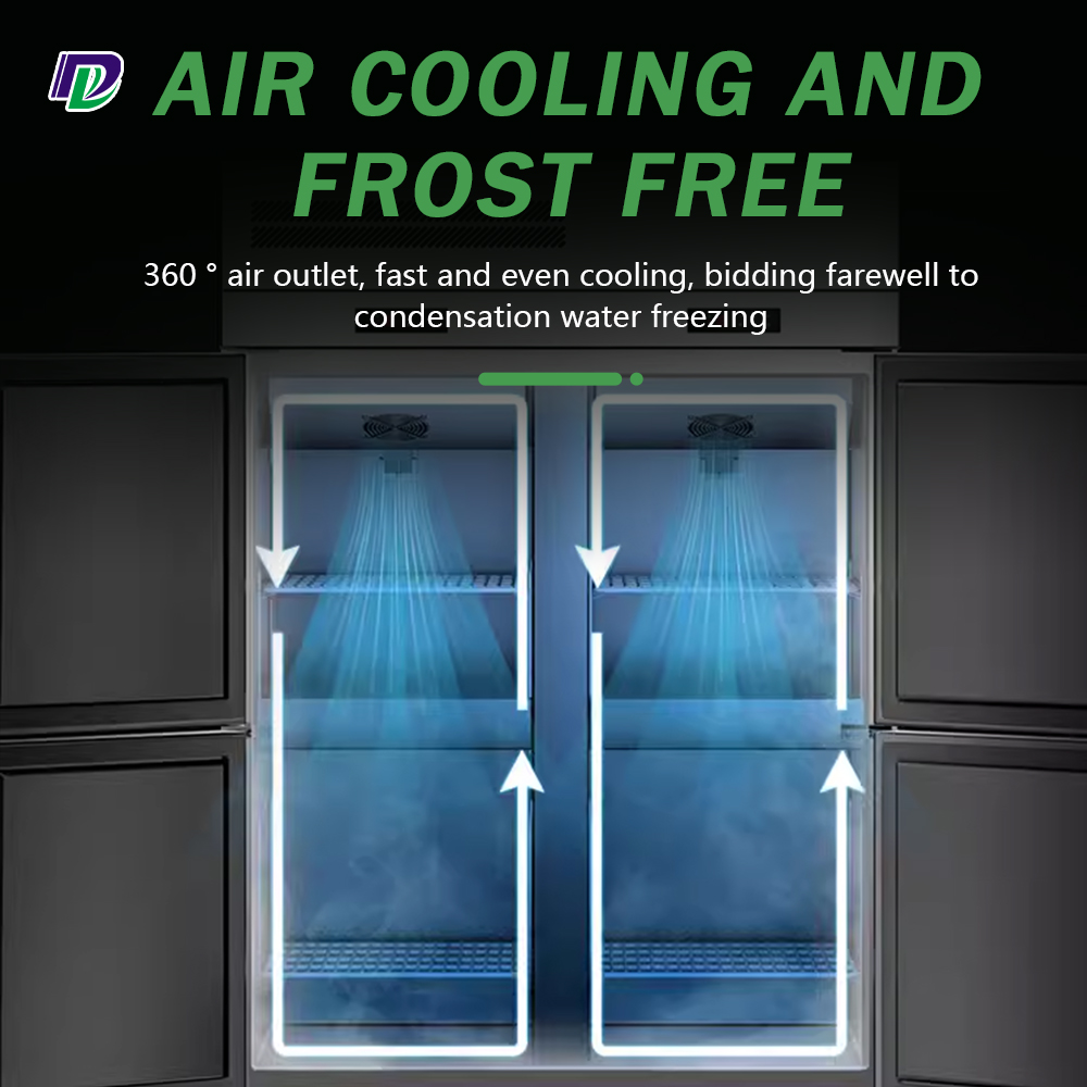 Professional Commercial  Kitchen Fridge Upright Doors Freezer Double Door Stainless Steel Freezer Refrigerator