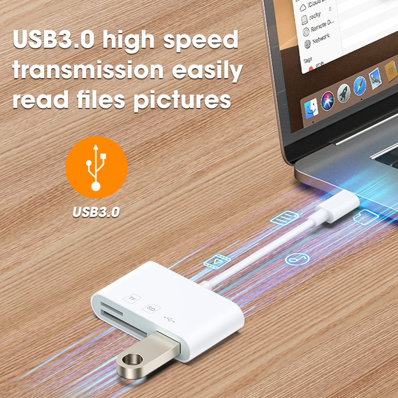 Worthspark Universal 3-in-1 Multifunction USB Type-C 3.0 ABS External TF/SD Card Reader for Phone Android Laptop