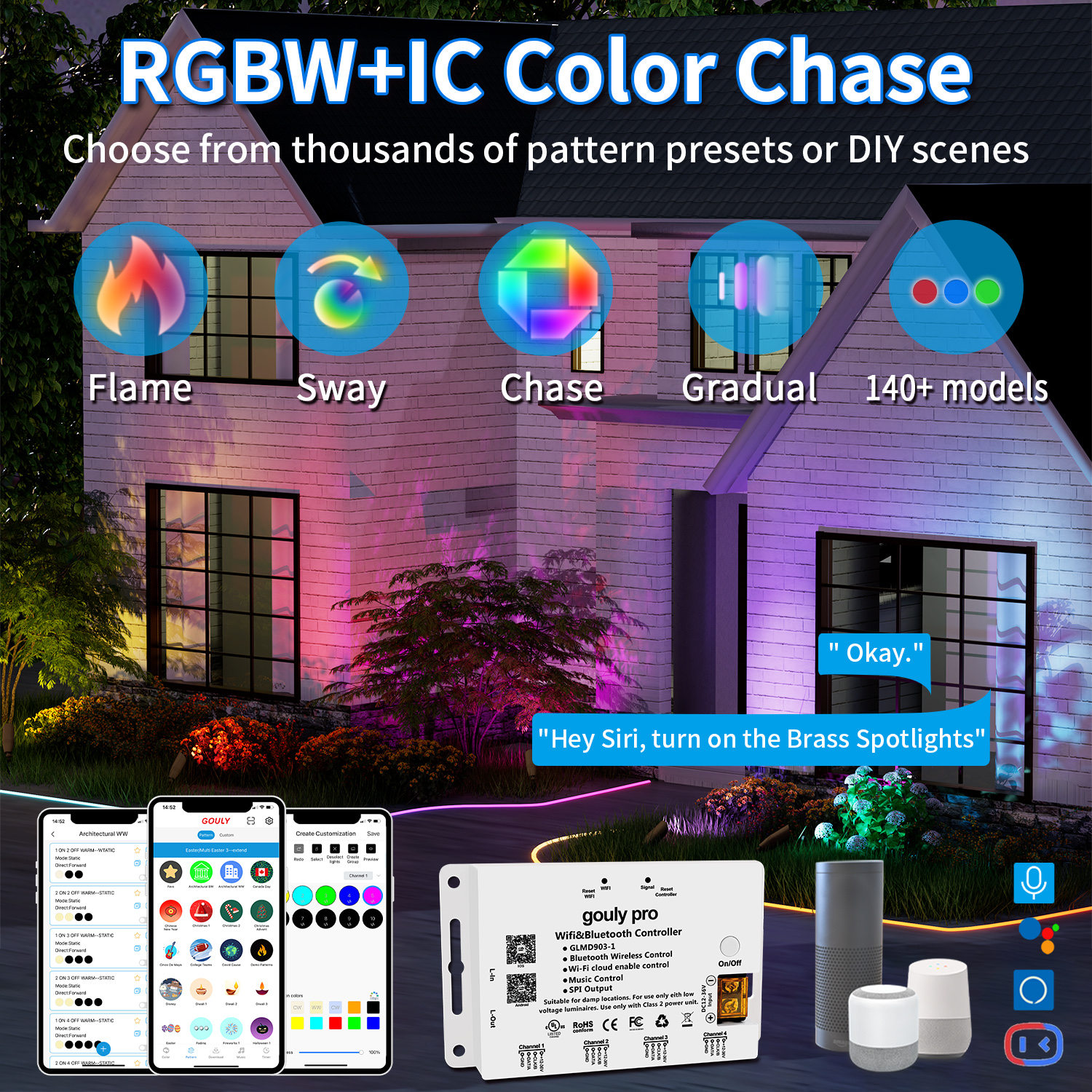 Led Garden Lights Rgbw Chasing Color Uplight 6w 24v IP65 Waterproof Led Landscape Tree Lighting Brass Spot Light
