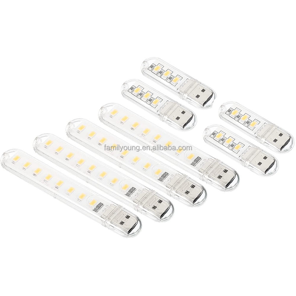 Mini Mobile Power USB LED Lamp DC5V 3 LED 8 LED Camping Computer Keychain Portable USB Gadget Night Light for PC Laptop Camping