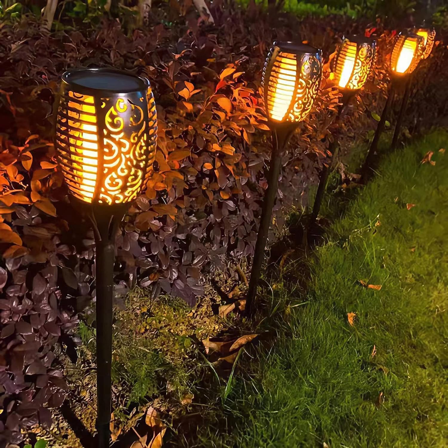 12LED Torch Lights Dancing Flames Lamp ABS IP65 Waterproof Outdoor Lawn Led Solar Flame Light