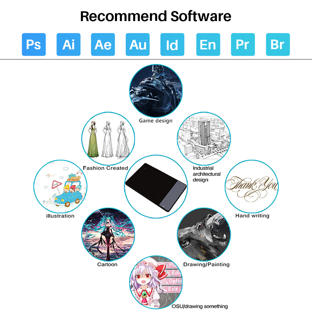 420 Active Electromagnetic Resonance Graphics Tablet 2048levels 4000 Lpi 200pps Pen68 Digital Pen Drawing Tablets