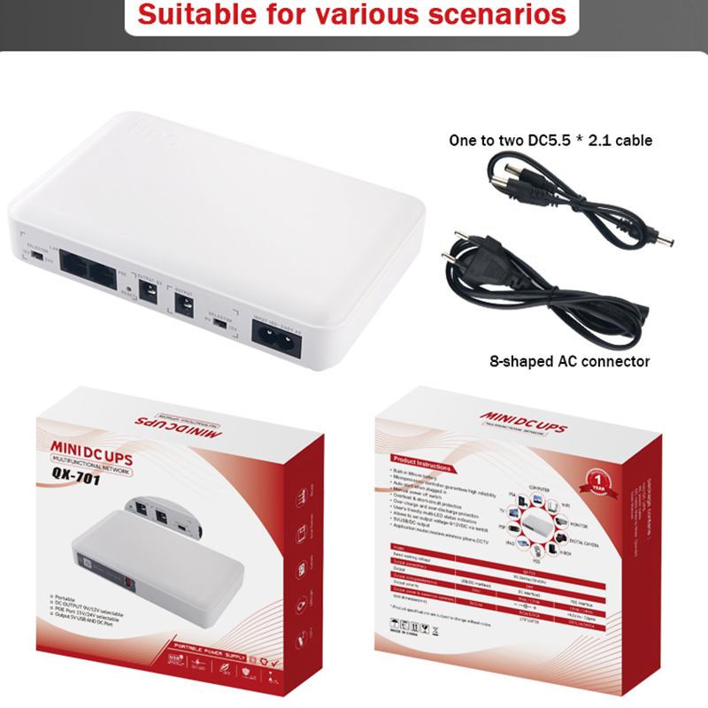 Mini 10400mAh Lithium Battery UPS Single Phase 18W/36W Rechargeable Uninterruptible Power Supply for Home Appliance for Wifi