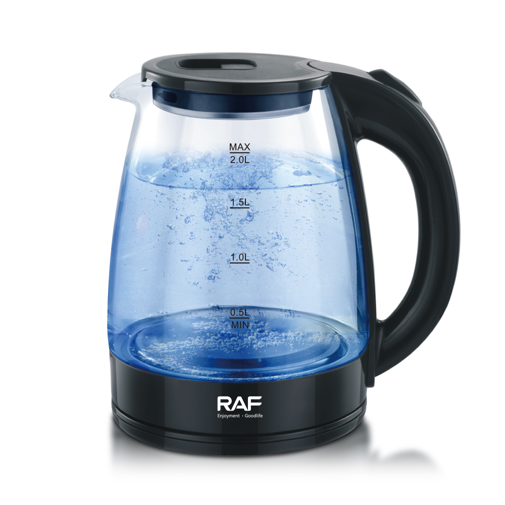RAF R.7201 Household Electric Kettle Glass Water Kettle Portable Easy Clean Auto Shut Off Black Pots