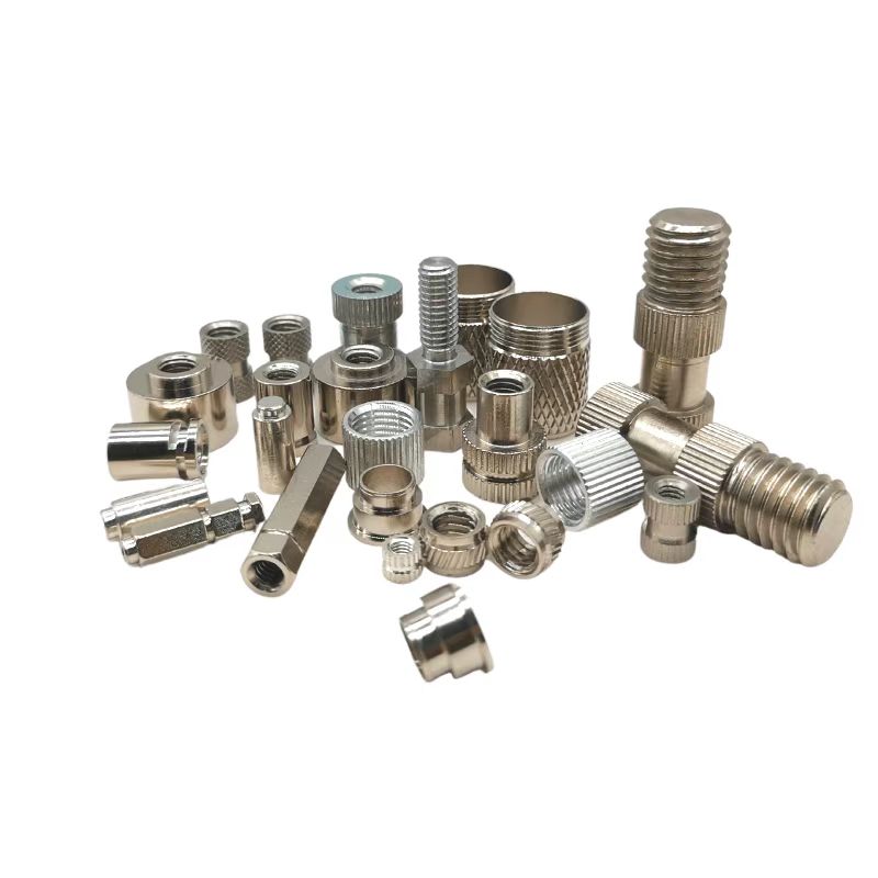 Custom Stainless Steel and Brass Hex Nuts Knurled Insert Nuts with Blind Holes Through Holes  CNC Machining Parts