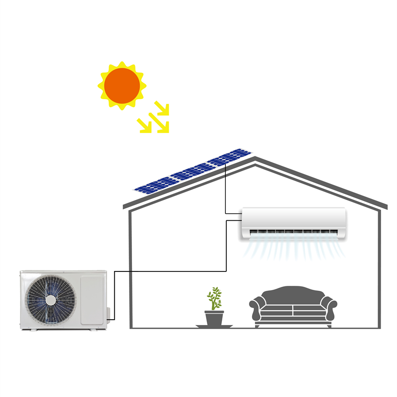 2024 Sunrain Conditioner New Design Full Dc Compressor Hybrid Solar Energy Powered Air Conditioner System for Office