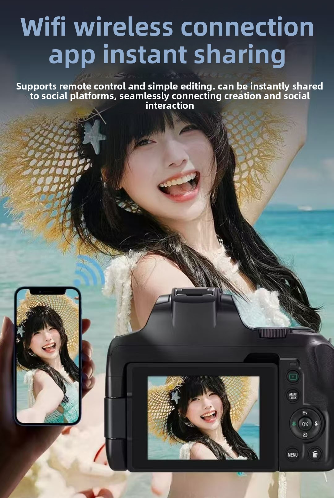 Digital Camera Touchscreen Photography Travel Camera 7200W Pixel 4K Student Camera CMOS Optical Zoom Electronic Image