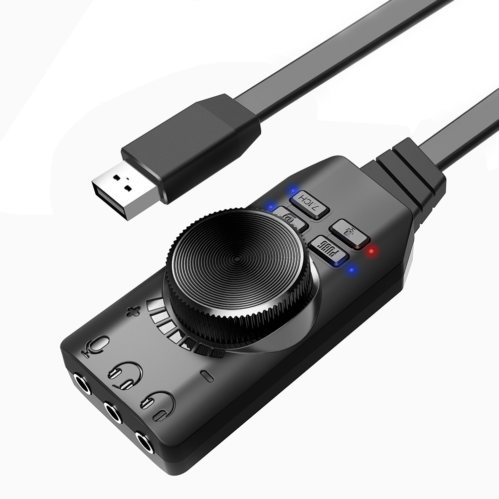 Hotswitch USB Gaming Sound Card Virtual 7.1 Channel Hifi Magic Voice Stereo Effect Audio Sound Cards Mixers for Gamers