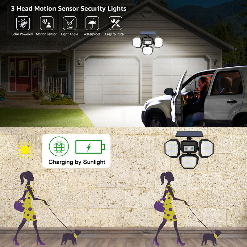 Outdoor ABS IP65 Waterproof Led Solar Motion Sensor Light PIR Solar Power Garden Wall Light Remote Control Solar Light